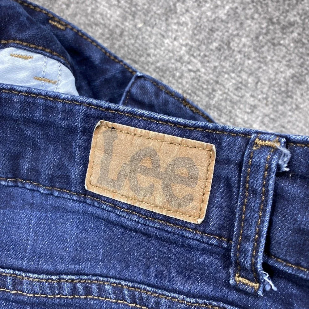 Lee Jeans Womens 18W Blue Dark Wash Bootcut Mid Rise Stretch 38 Waist Denim